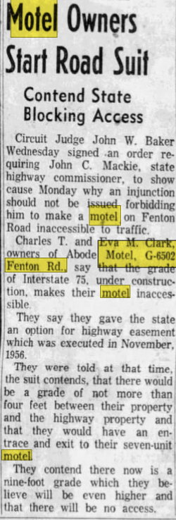 Abode Motel - Oct 26 1961 Article (newer photo)